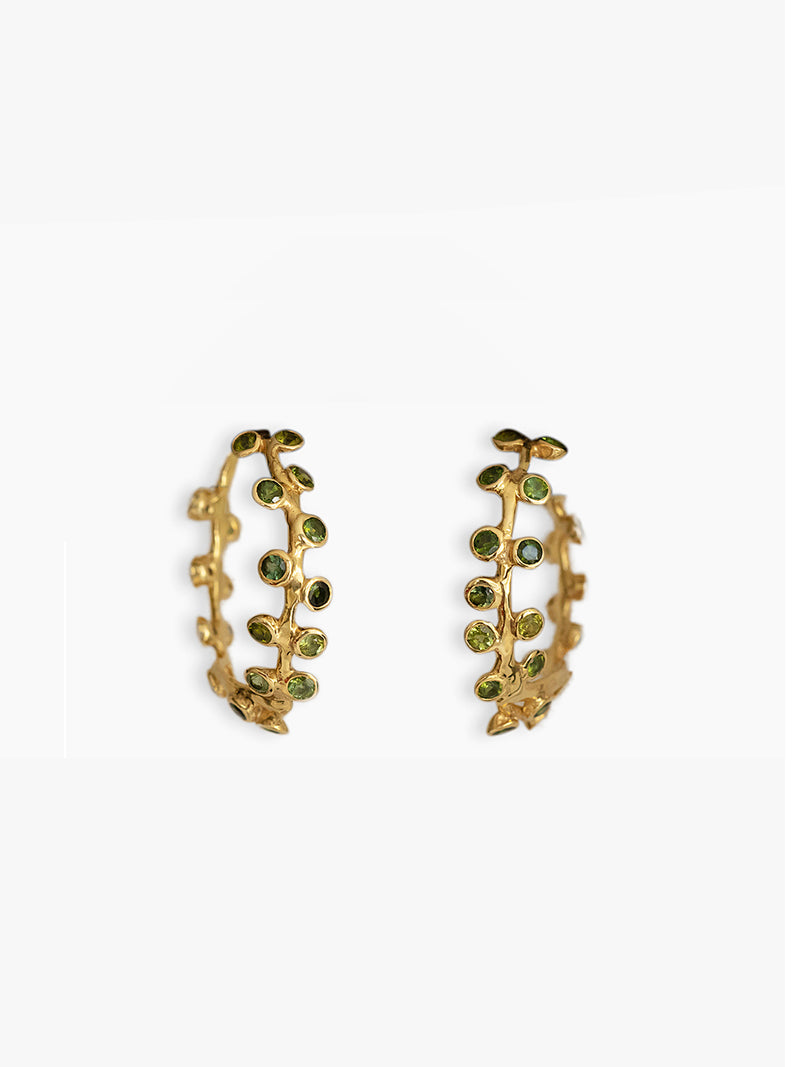 18K Gold Tourmaline Hoop Earrings