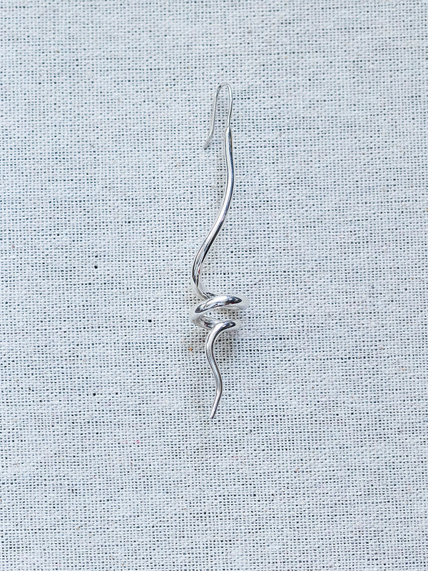 Unique Long Sterling Silver Snake Spiral Earrings