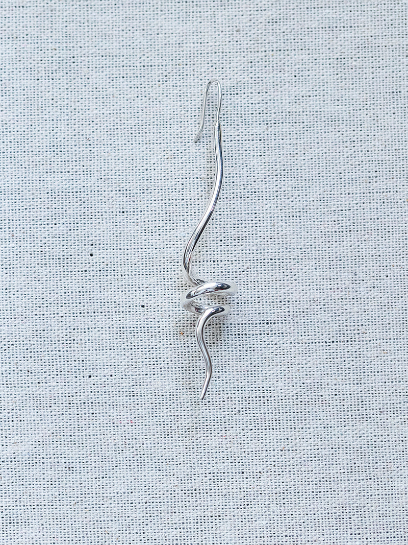 Unique Long Sterling Silver Snake Spiral Earrings