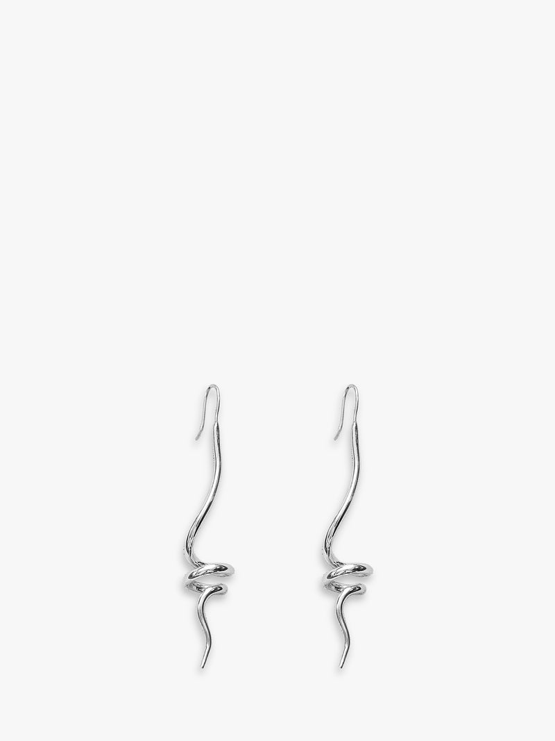 Unique Long Sterling Silver Snake Spiral Earrings