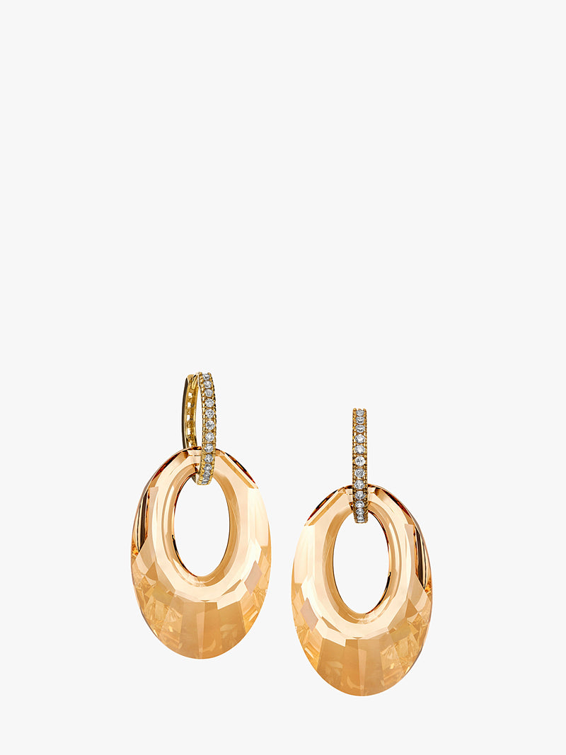 Oval Golden shadow Crystal Drop Earrings
