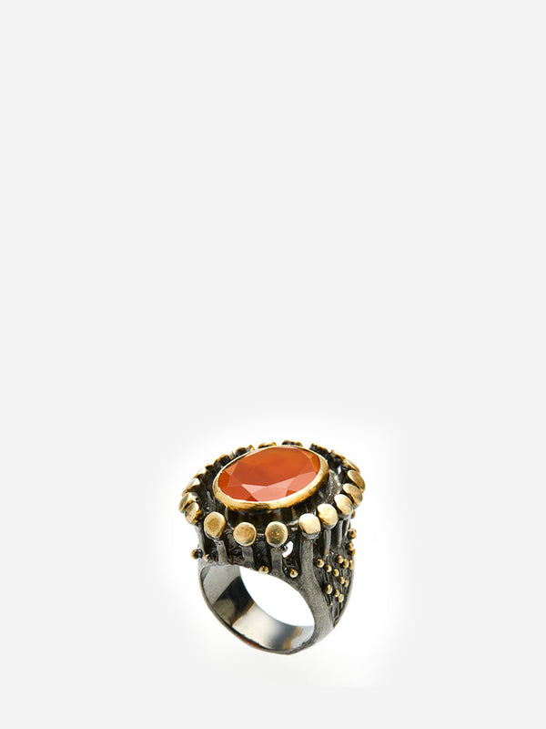 Carnelian Ring 18K Gold plated In Sterling Silver,