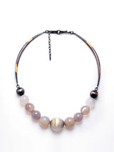 24K Gold Gray Agate beads necklace 