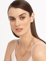 18 Karat Gold Oval Link Chain Toggle Necklace