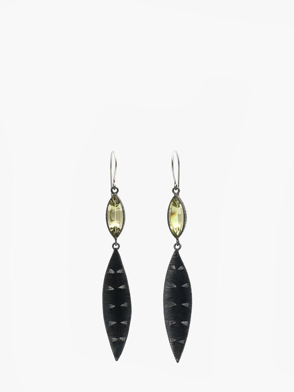 Yellow Quartz Internal Pyramids Earrings