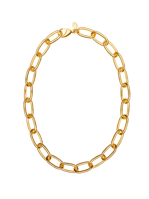 Rock 18K Gold Oval Link Chain Necklace