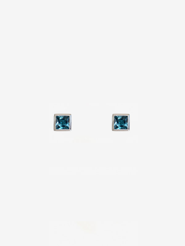 London Blue Topaz Stud Earrings In Sterling Silver