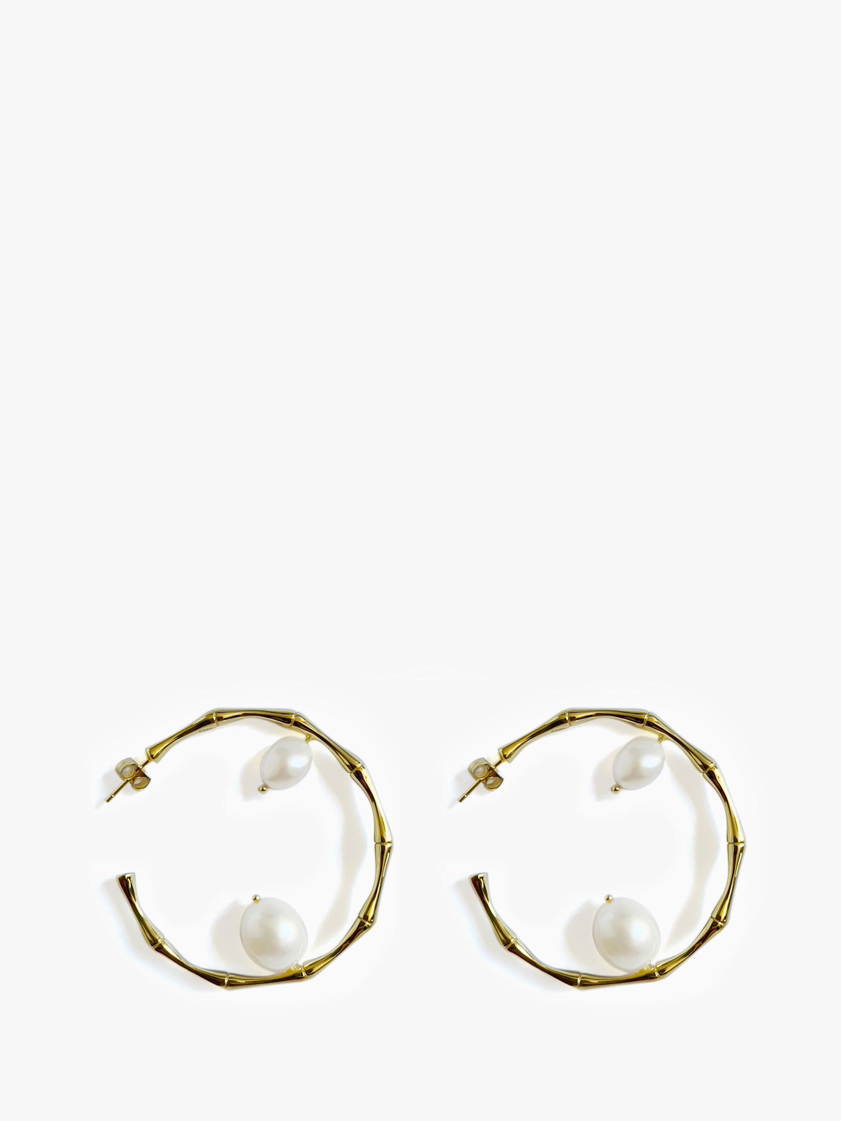 18K Gold & Pears Hoop Drop Earring in Silver