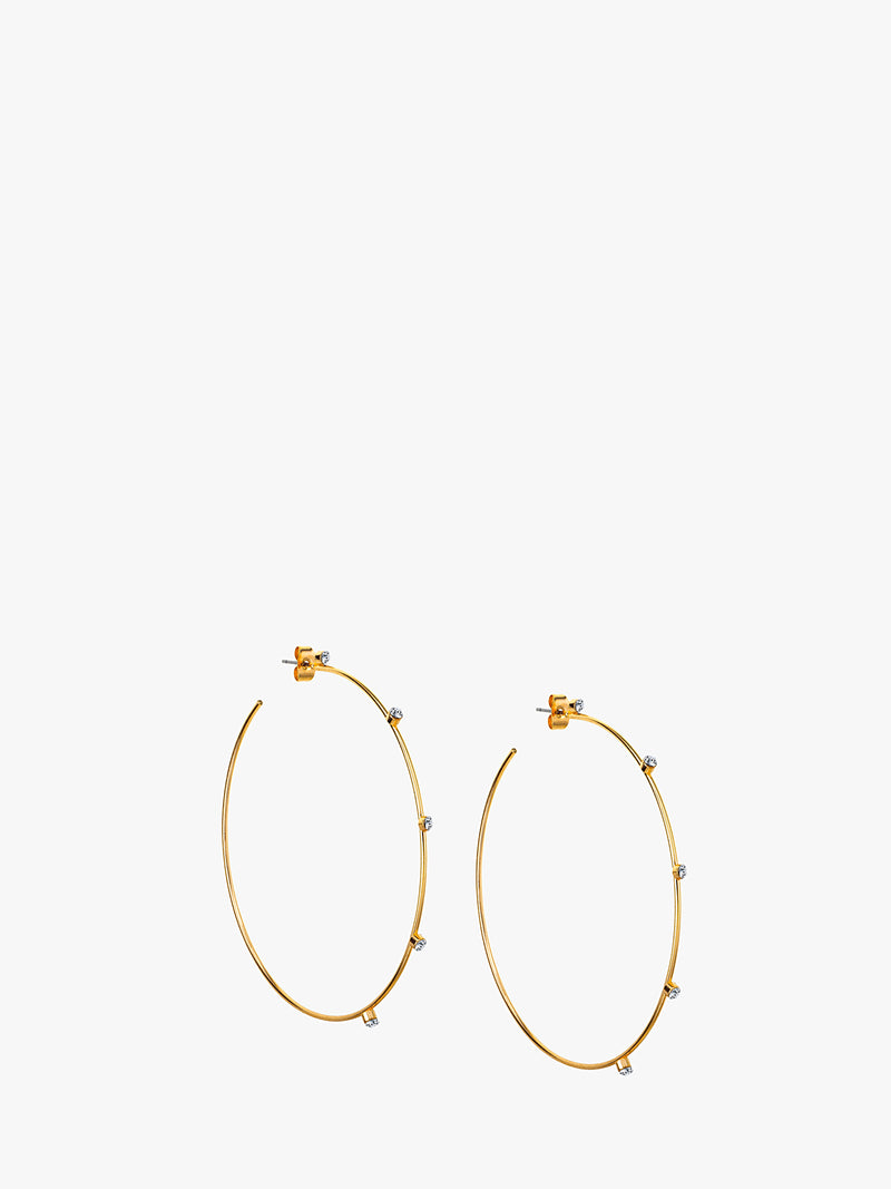 18K Yellow Gold with Swarovski Crystal large Hoop Earrings